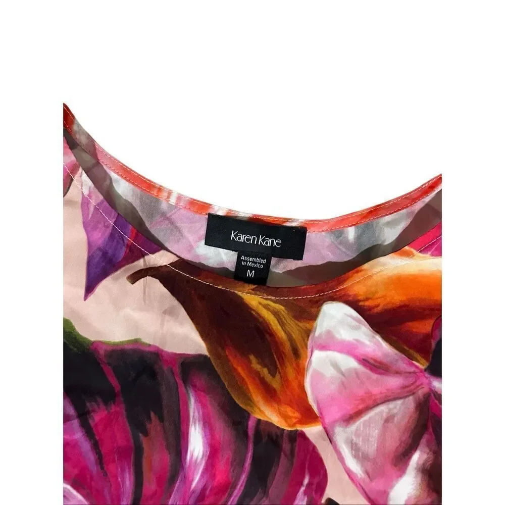 Karen Kane tropical palm 2pc skirt top flare hem M set